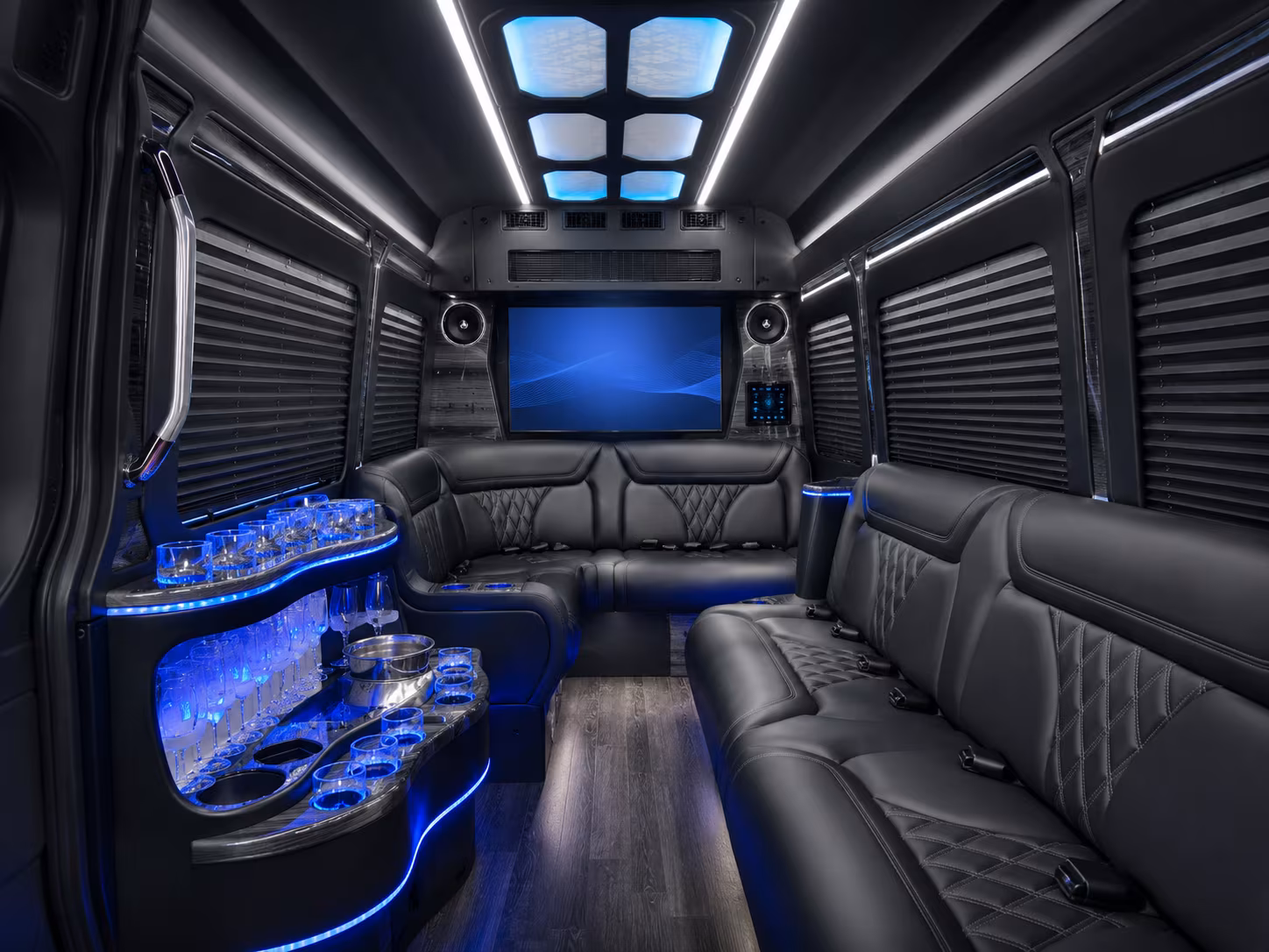 glendale 25 passenger party bus inside
